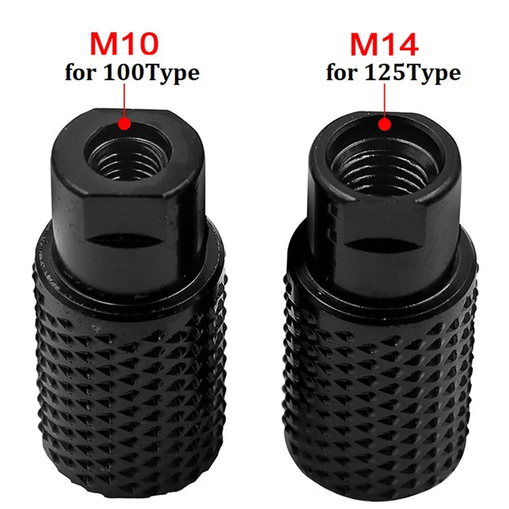 Spherical angle grinder grinding head tool with M10 and M14 thread compatibility for woodworking applications