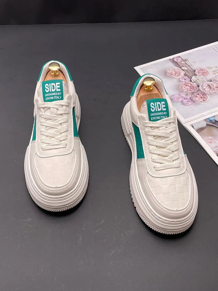 Cloth and rubber foam sports casual shoes in white and green colour combination