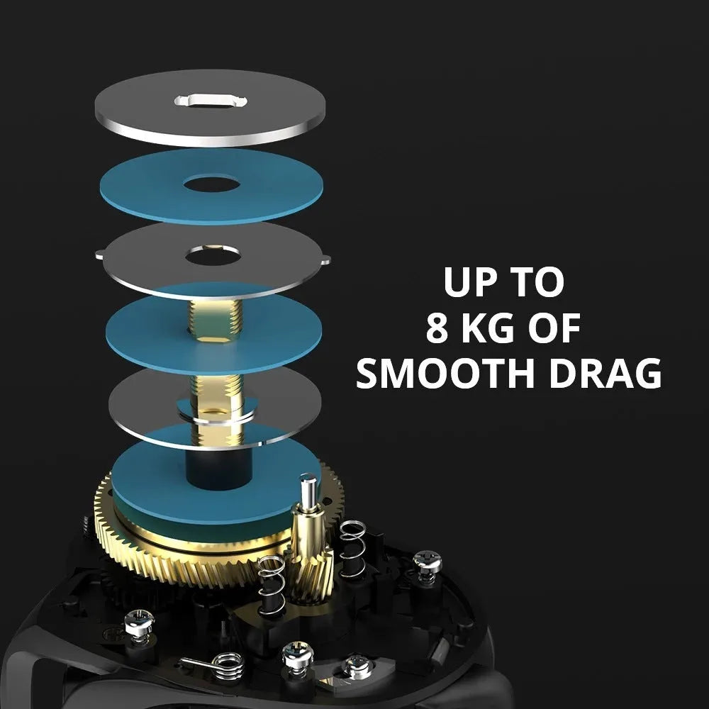 Drip wheel fishing reel with left or right hand retrieve option and included storage vessel