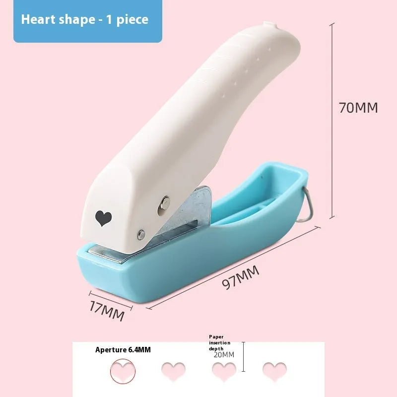Small manual embossing punching machine with love, star, and circle pattern dies