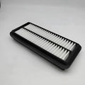 Black rectangular car engine air filter with dimensions 256mm by 113mm by 40mm.