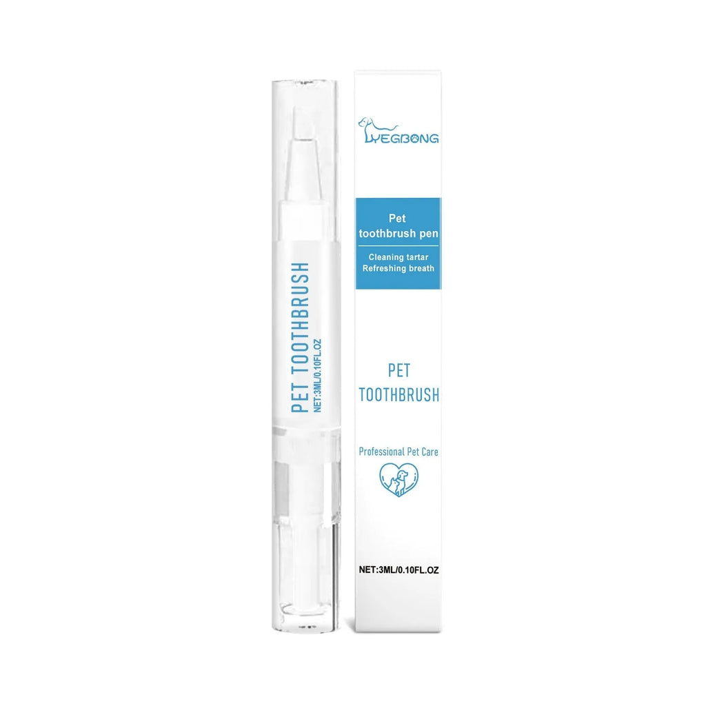 Pet toothbrush pen with soft bristles for cleaning cat and dog teeth