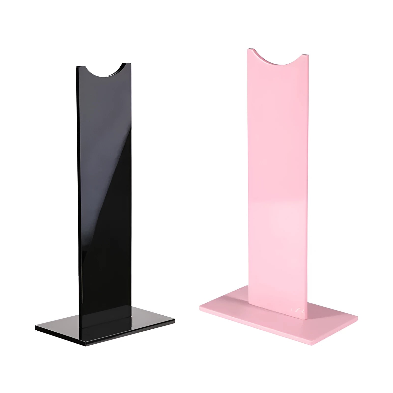 Pink and black detachable headphone stand with non-slip silicone base for gaming headsets