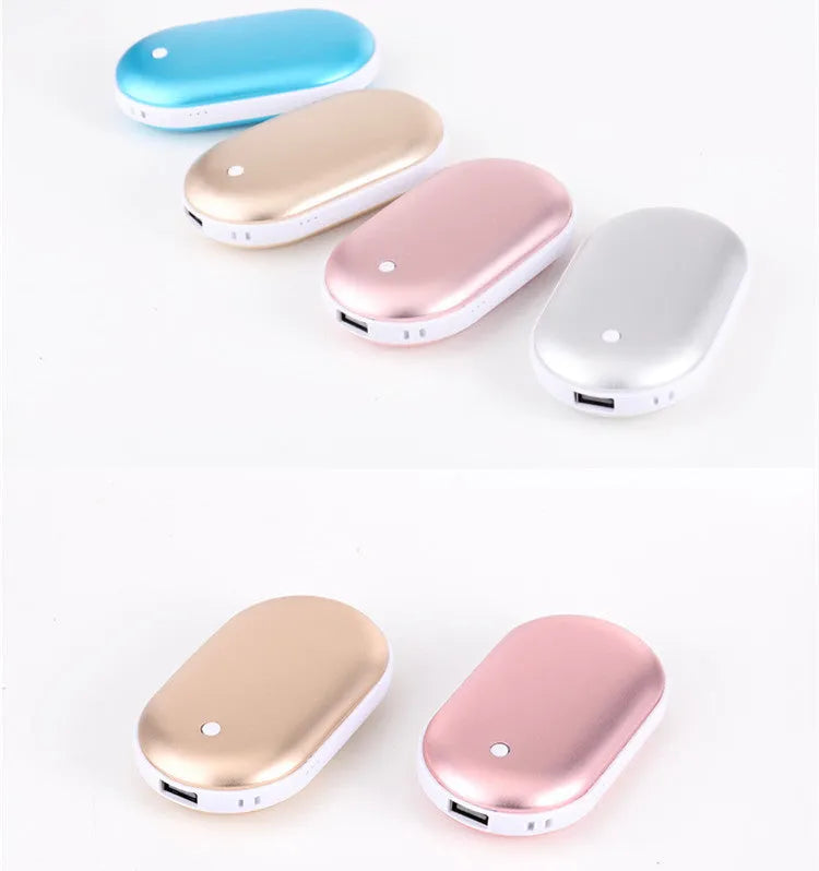Rechargeable mini hand warmer power bank two-in-one device with digital display in compact portable design