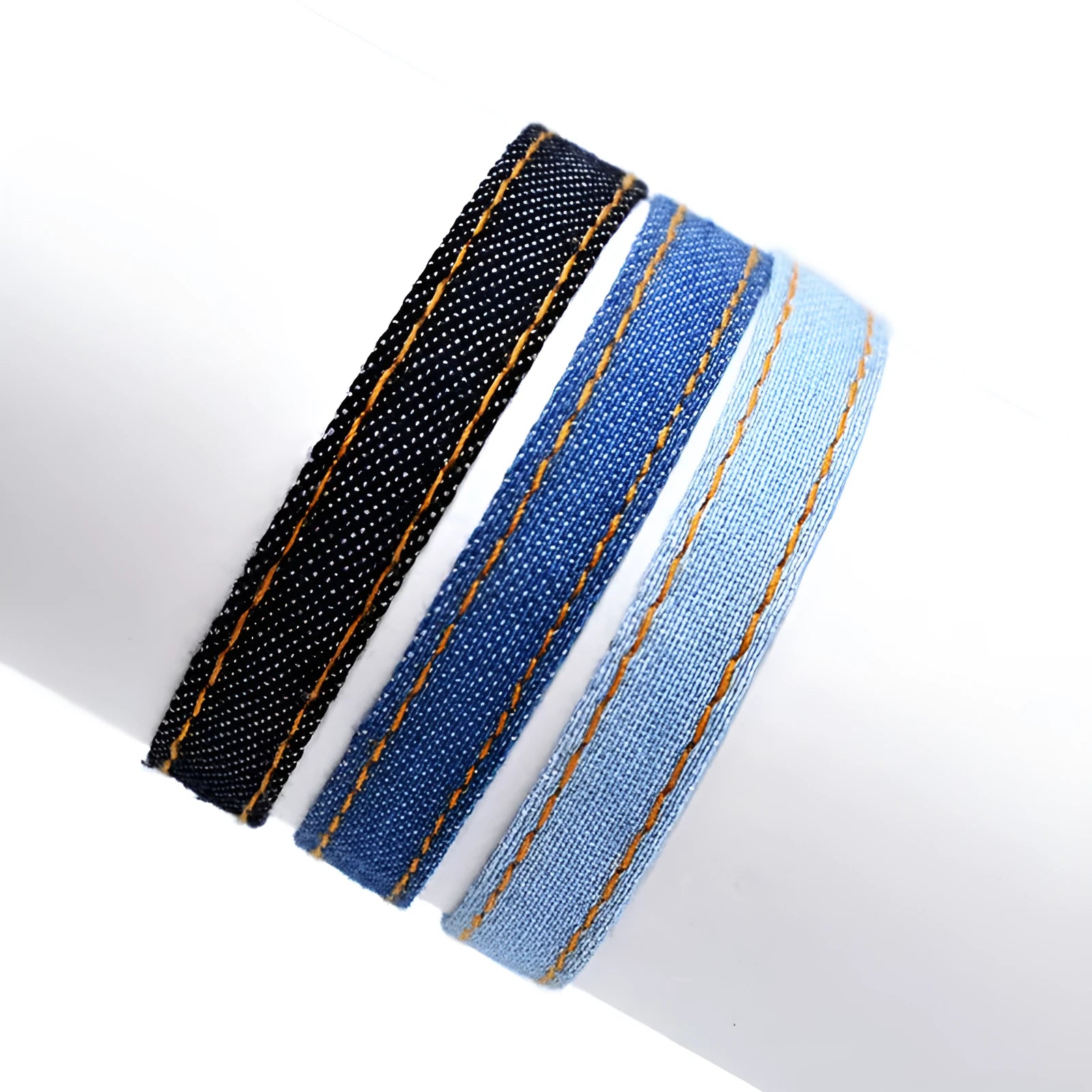 Handmade national style denim fabric bracelet strap in a unisex cute design