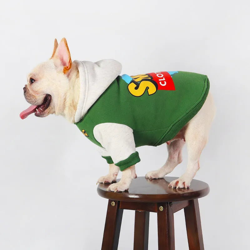 Green cotton dog clothing for autumn and winter seasons in sizes L XL 2XL 3XL 4XL