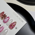 3D carved nail beauty patches with hand-painted embossed candy designs for almond nails