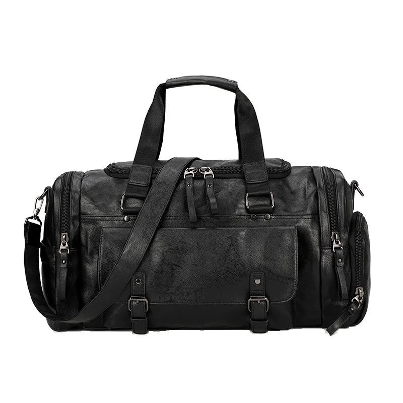 Black travel bag with shoe compartment measuring 52cm long, 19cm wide and 27cm high
