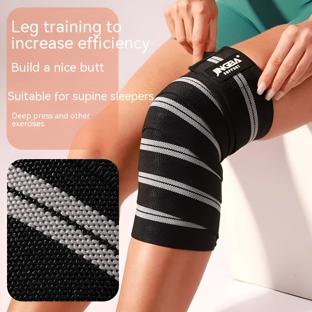Adjustable free size knee pads for sports, shown in blue, grey, red, and yellow colour options.