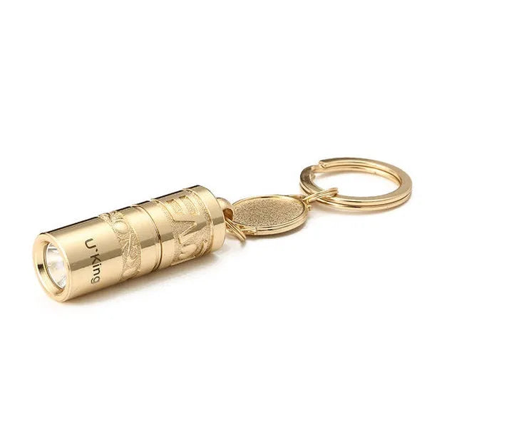 Waterproof mini LED keychain flashlight with gold electroplated zinc alloy body