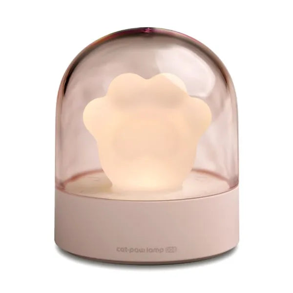 Grey and pink cat paw shaped USB rechargeable night light with musical functions