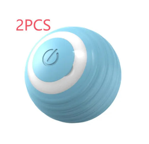 Blue automatic moving cat toy ball with silicone texture on floor