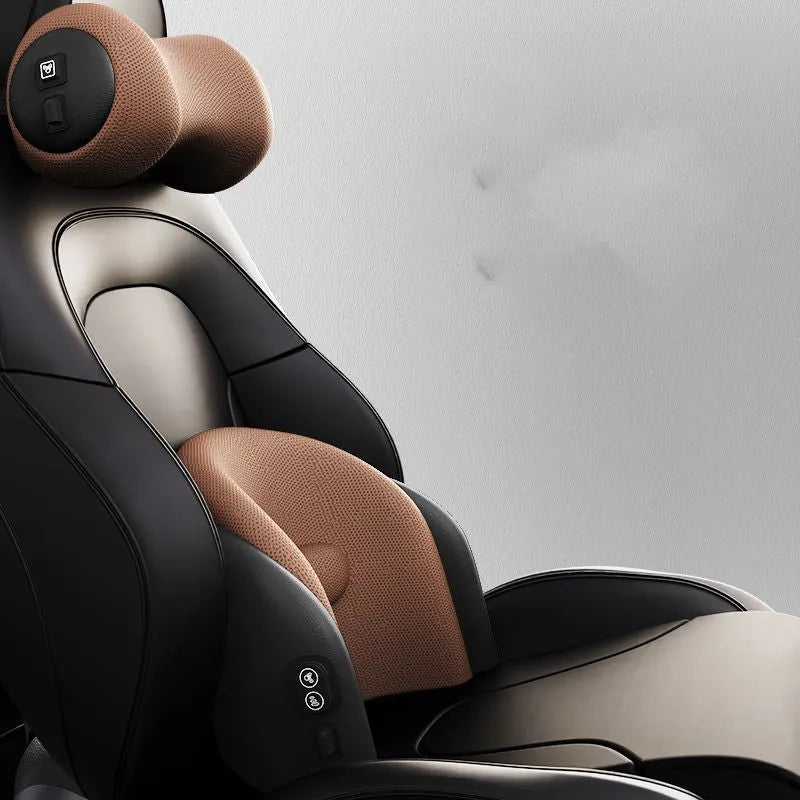Car massage cushion with memory cotton construction for headrest and lumbar support on car seat