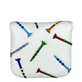 Black and white golf putter protective sleeve with rocket pattern square design