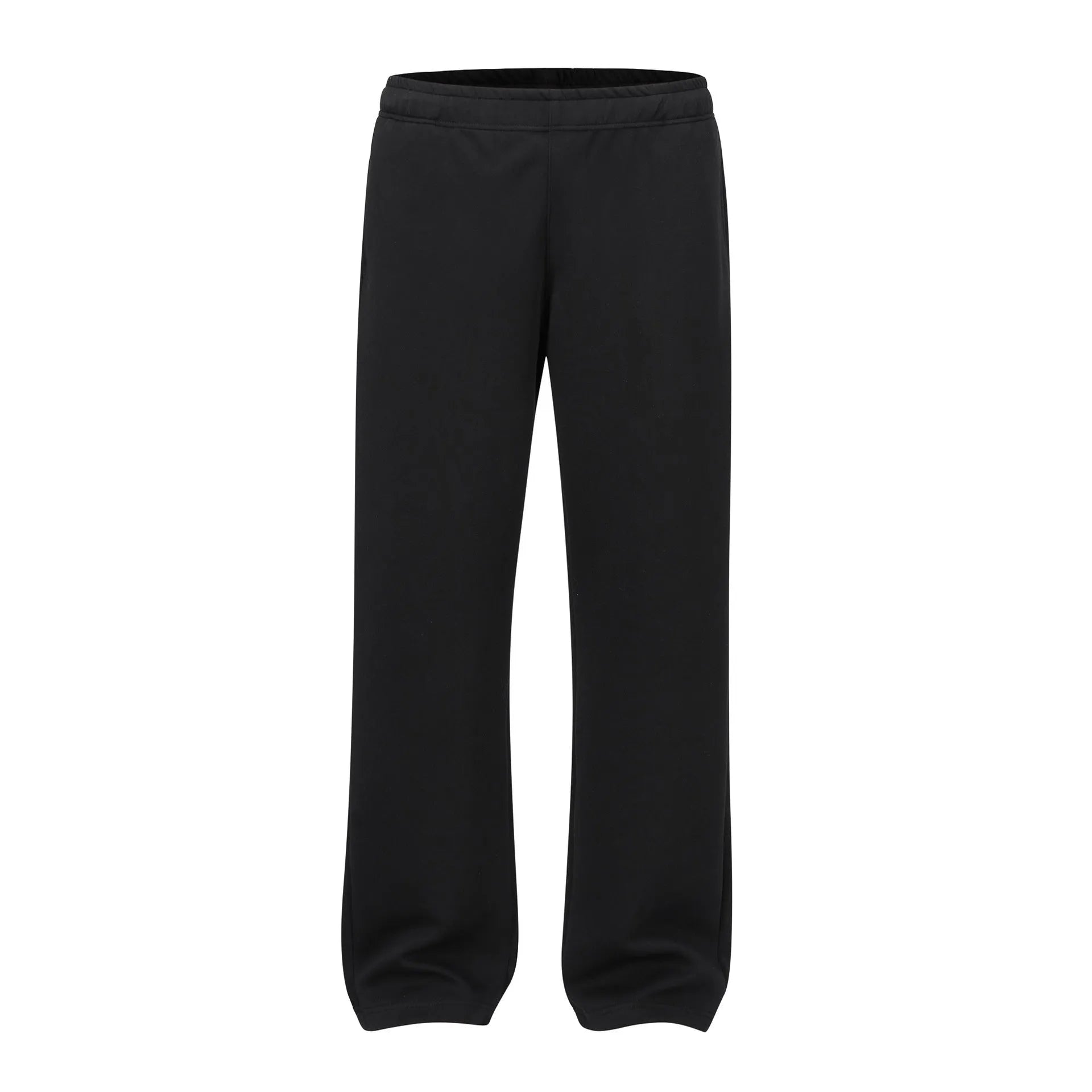 Men's grey cotton straight-leg loose fit trousers with an elasticated waistband on a neutral background.