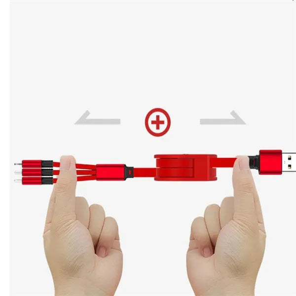 3-in-1 telescopic charging cable extended to 120cm with split connectors