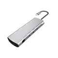 Grey aluminium alloy USBC docking station with HDMI, VGA, and USB ports