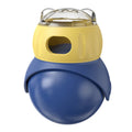 Morandi yellow and blue plastic tumbler owl cat puzzle feeder with food dispensing mechanism