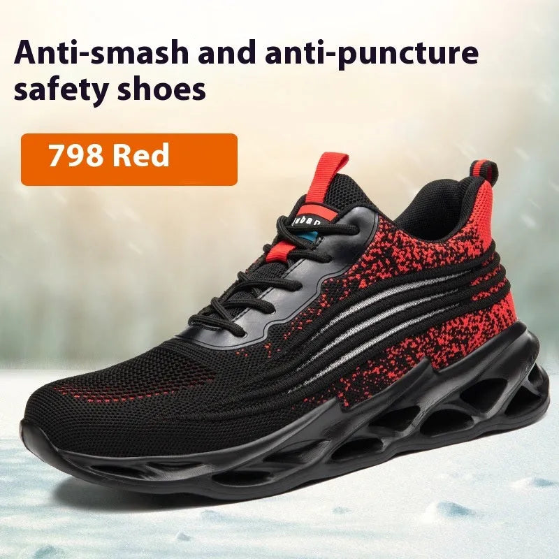 Labour protection shoes with leather upper and rubber sole in multiple colour options