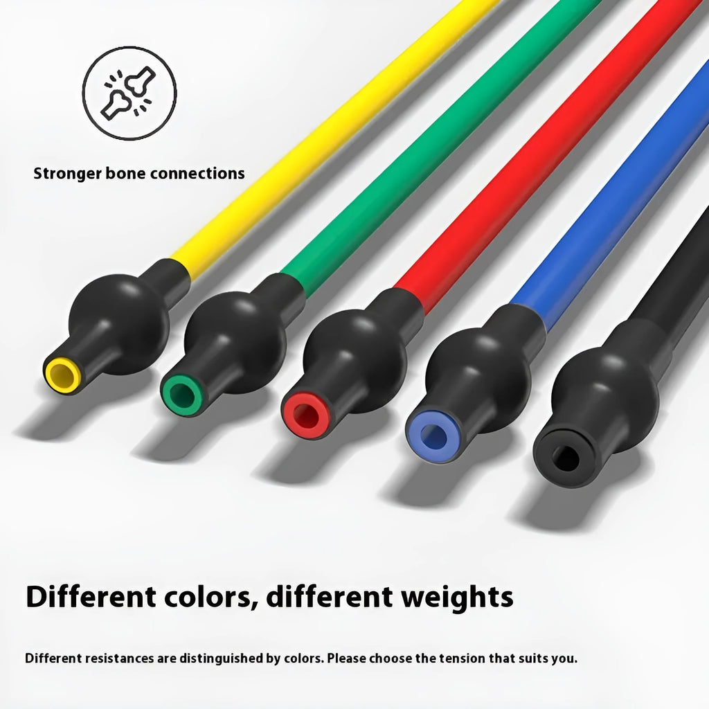 Adjustable chest expander exercise equipment with tension rope in five colour-coded resistance levels