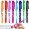 Set of heat-erasable gel pens in multiple colours with choice of 0.5mm or 0.7mm stainless steel nib tips.