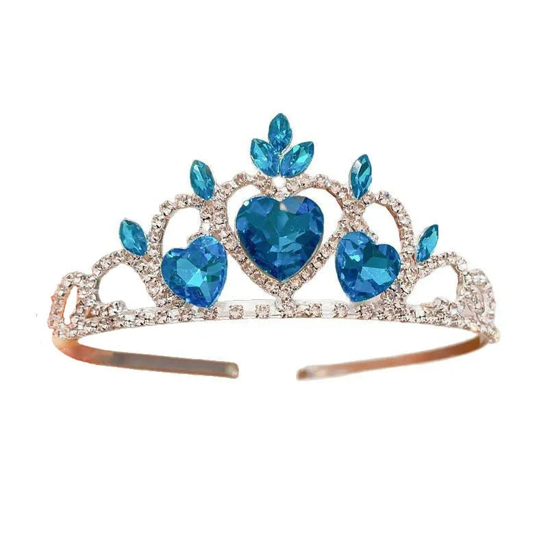 Children's metal headband with crown-shaped crystal design in pink, light blue or light purple colour options