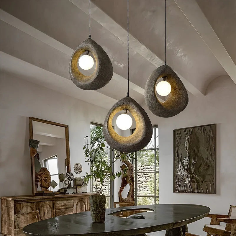 Modern retro restaurant chandelier with milky white glass lampshade