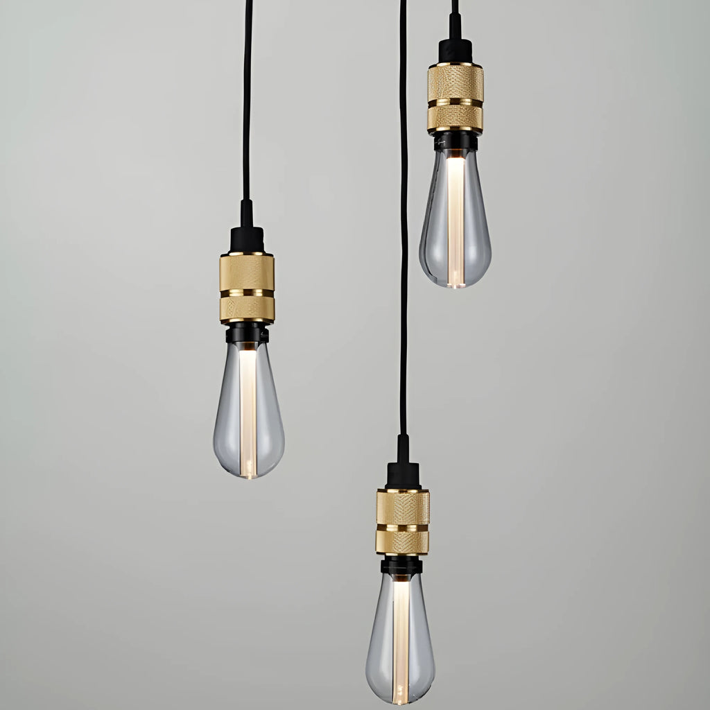 Retro DIY ceiling light chandelier assembly with braided cord in gold finish