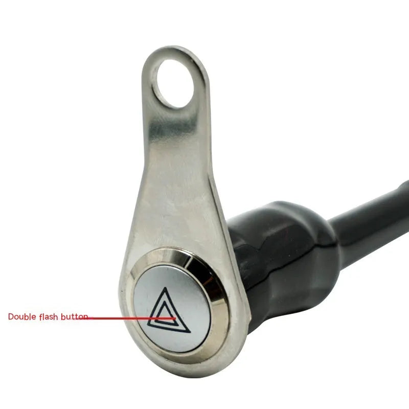 Black stainless steel motorcycle double flash switch with illuminated ring and 7mm mounting