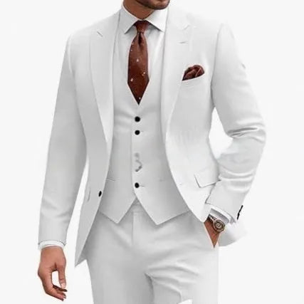 Men's slim fit three-piece suit in chemical fibre acetate blend fabric for business and wedding occasions