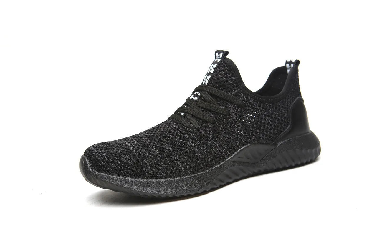 Work safety shoes with steel toe cap in black colour showing low-cut EVA construction