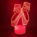 Ballet shoe silhouette 3D night light with remote control and seven colour LED options