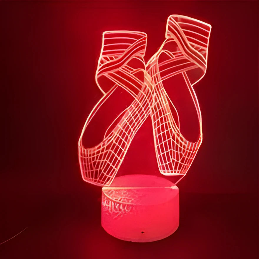 Ballet shoe silhouette 3D night light with remote control and seven colour LED options