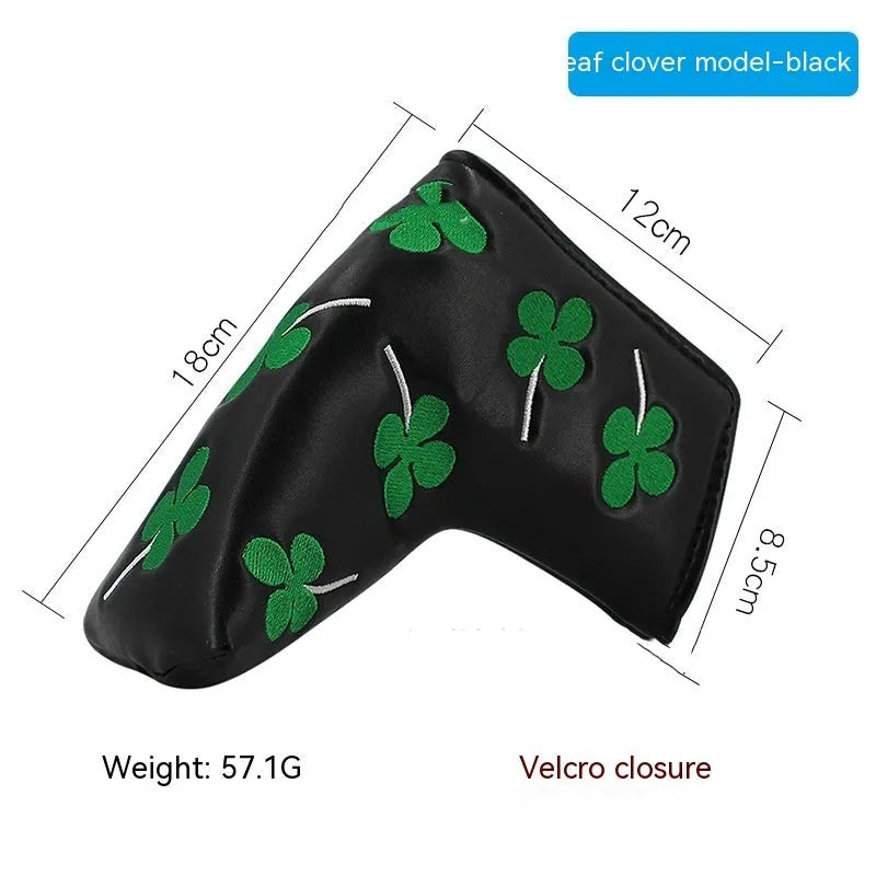 Golf putter sleeve with novelty design options for straight bar clubs