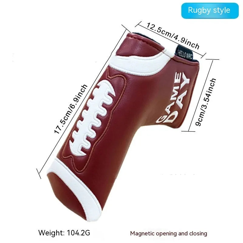 Golf putter sleeve with novelty design options for straight bar clubs