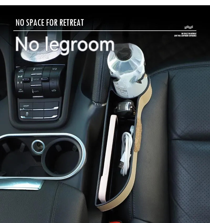 Leather car seat gap storage organiser with cartoon bear design options
