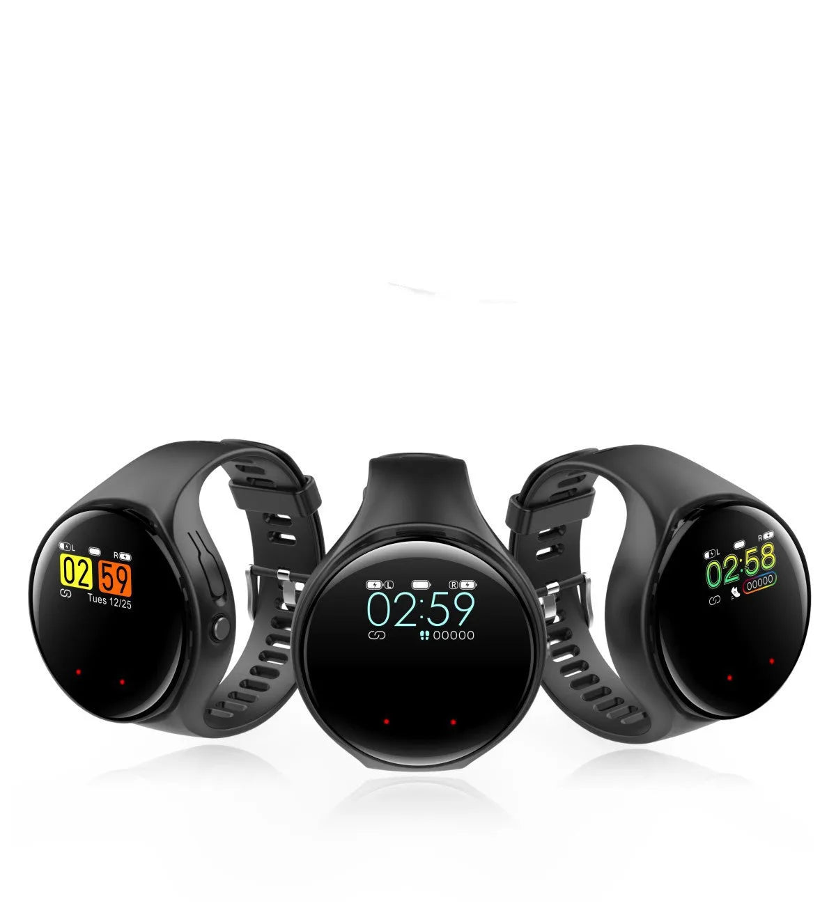 Black detachable smart watch and Bluetooth headset combo for fitness tracking and calls