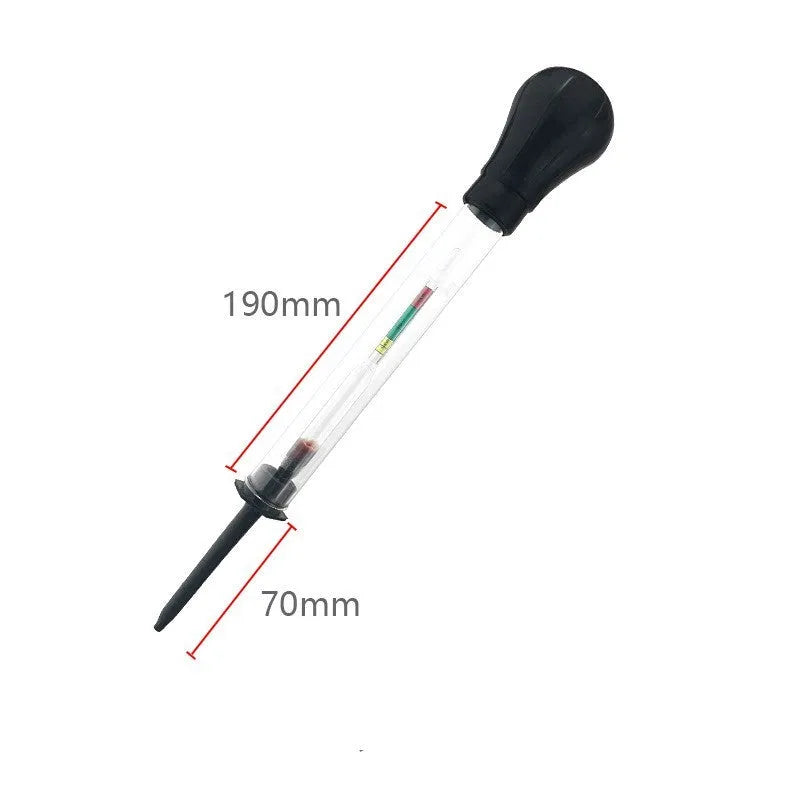 Glass electrohydraulic hydrometer for automobile battery testing with 330mm length and suction mechanism