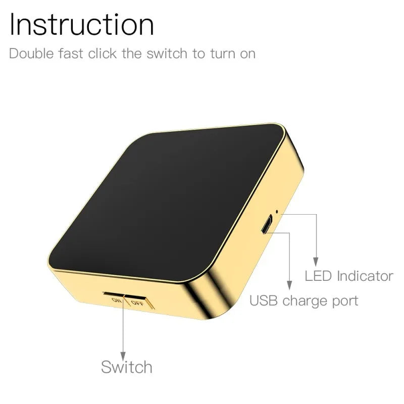 Makeup mirror with dual-sided design showing 4x magnification mirror and adjustable LED lighting system in black colour option