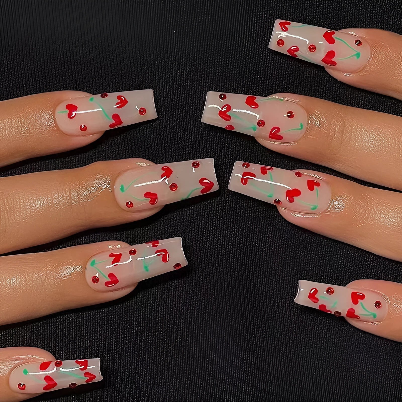 French love heart red diamond small cherry nail art decoration stickers JP1601 colour