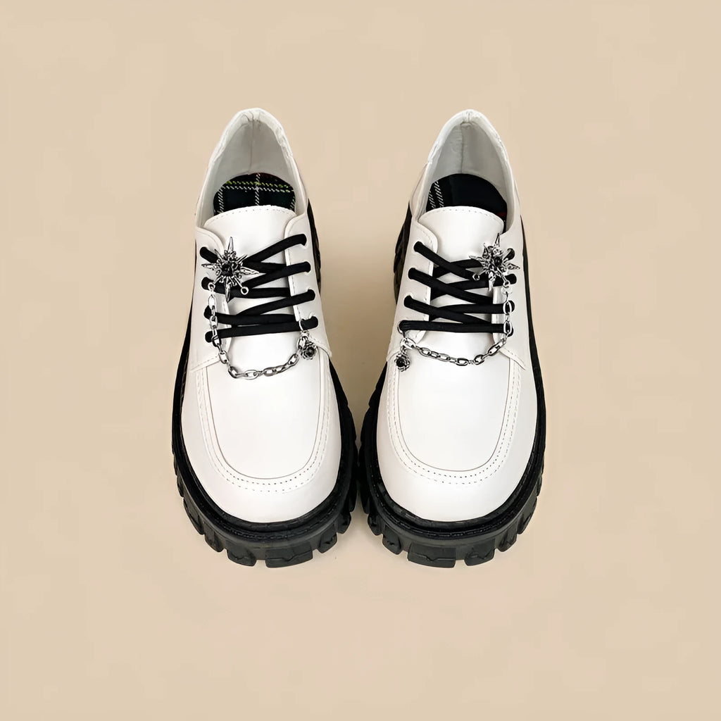 Women's preppy style loafers in Duke Asterism colour with metal buckle strap