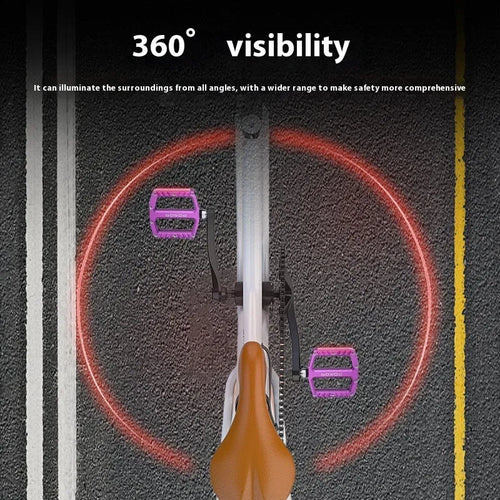Pair of aluminium alloy bicycle pedals with integrated LED lights in a choice of colours.