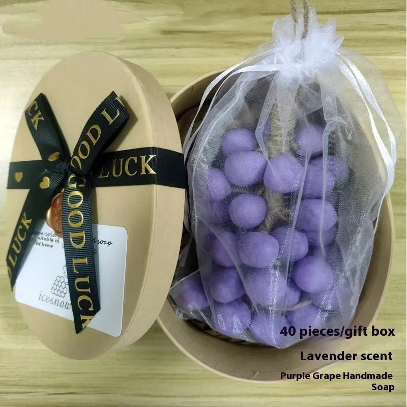 Handmade grape soap bar with 120g net content in black, green, purple and litchi scent varieties