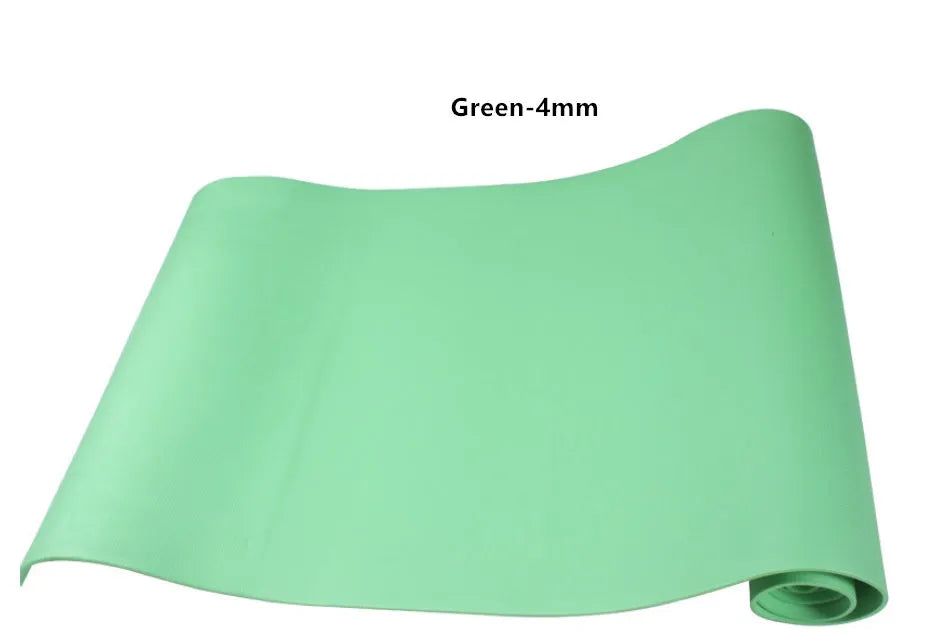 EVA fitness yoga mat in blue, showing its texture and thickness, rolled up with its OPP storage bag.