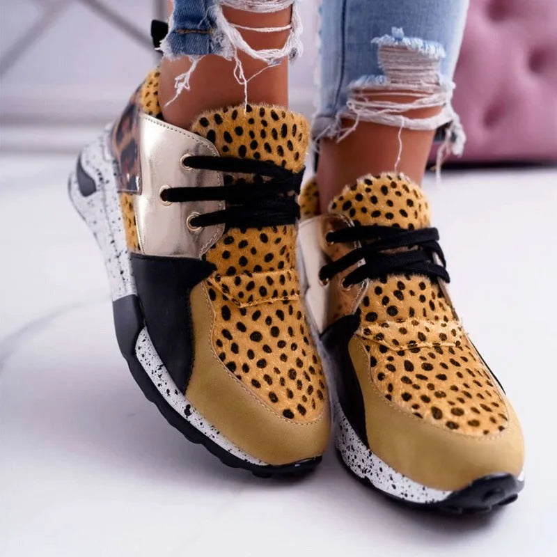 Women's suede casual sneakers with wedge heel in multiple colour options