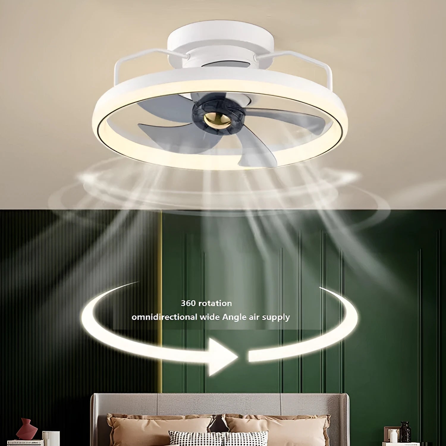 Modern simple ceiling fan lamp with light 500mm diameter PC blades acrylic lampshade