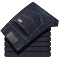 Women's plus size stretch jeans in business casual straight-leg style with high elasticity