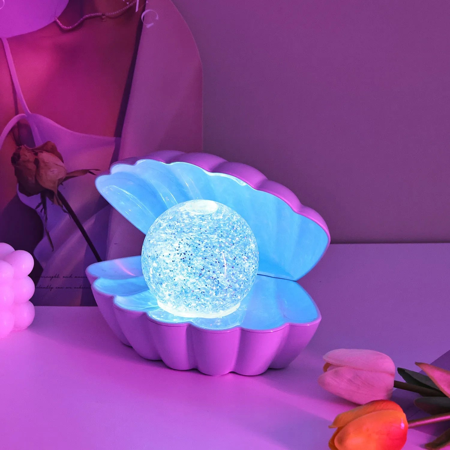 Shell-shaped neon ambience light decorative night lamp with 15x18cm dimensions