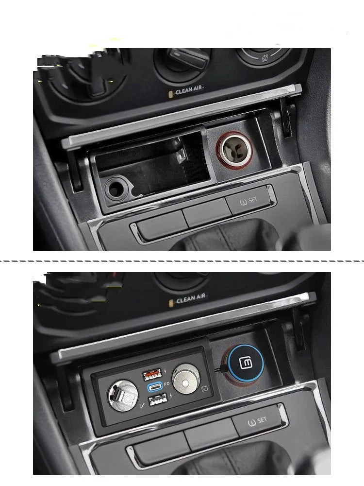 Lavida Pola Weiling compatible car charger with QC3.0 fast charge, showing Android and Apple model options.