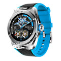 MV58 black Bluetooth smart watch with sporty silicone strap on a wrist, showing health metrics on screen.